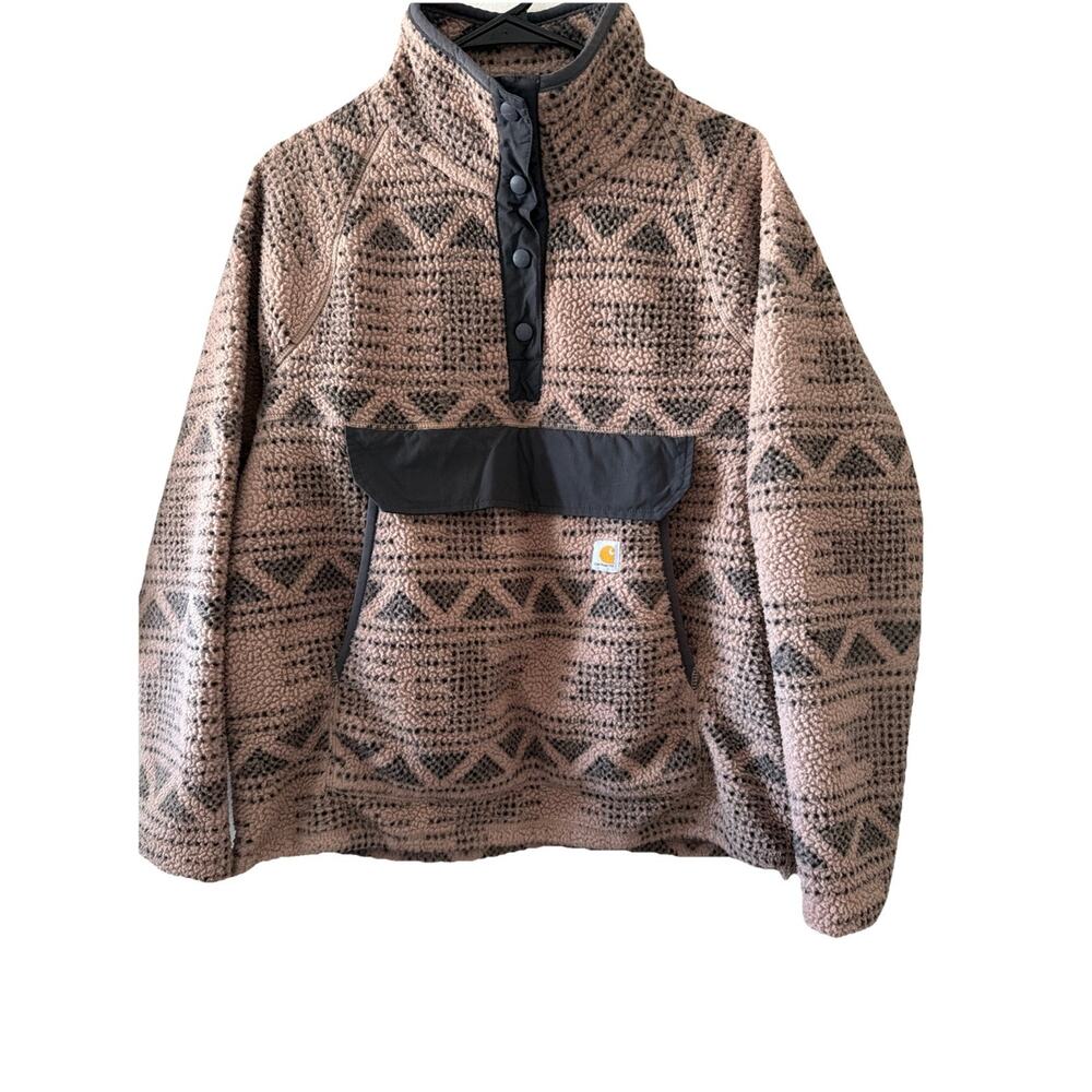 Carhartt Women’s L Aztec Sherpa Fleece Pullover WJ4991-W Southwestern Snap Mock